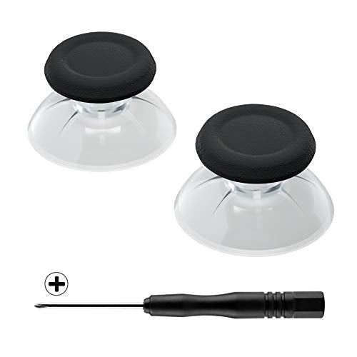 eXtremeRate Black & Clear Dual-Color Replacement 3D Joystick Thumbsticks for PS5 Controller, Analog Thumb Sticks with Screwdriver for PS4 Slim Pro Controller - color: Black Clear