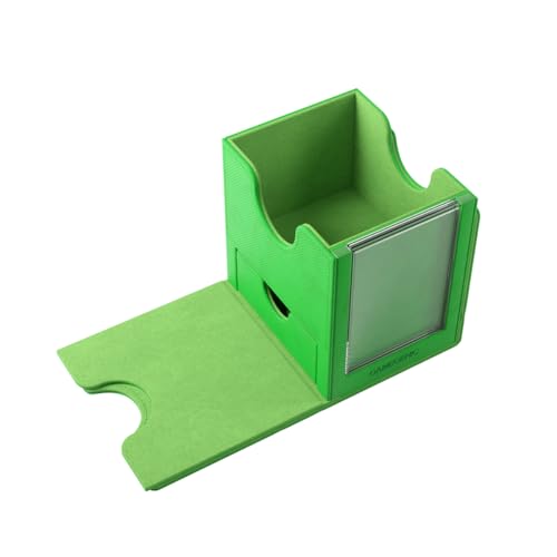 Gamegenic Sidekick Pro 100+ XL Convertible - Premium Deck Box with Secure Card Storage, UV Protected Slide Card Case, Display Top Card, Extra Token Drawer, Magnetic Closure, Green Color, Made - color: Green