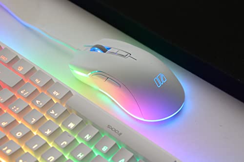 i-rocks M31E RGB Wired Gaming Mouse : 6400 DPI Optical Sensor - 60 Million Click lifespans - Compatible Software - 7 Programmable Buttons - Plain White - color: White