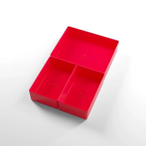 Token Silo Card Add On - 3-Piece Set of Game Trays, Holds Game Cards, Tokens, Dials and Dice, Organize LCG, TCG and Board Game Accessories, Modular Design, Red Color, Made by Gamegenic - color: Red