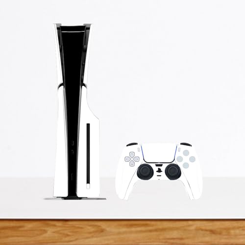 Solid Color Skin Wrap Compatible with PS5 Slim Disc Edition (White) | Console Cover Protective Sticker, Game Controller Vinyl Wrap - color: White