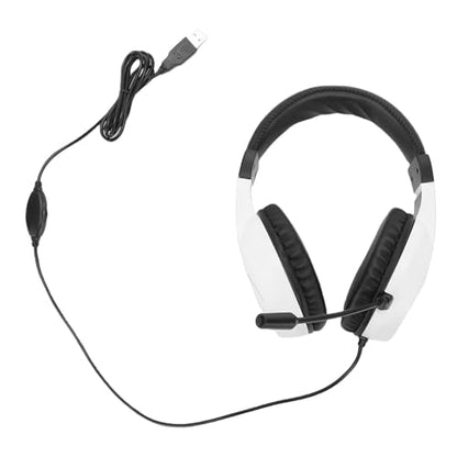 Wired USB Gaming Headset for PC with 7.1 Surround Sound, RGB Lighting Noise Cancelling Mic 40mm Driver Memory Foam Cushion Over Ear Headphone with Mute (White) - color: White