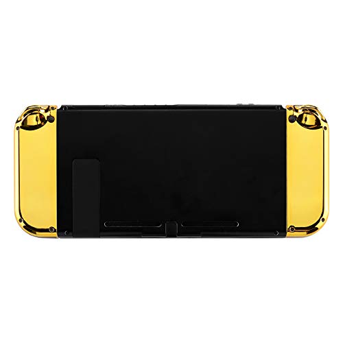 eXtremeRate DIY Replacement Shell Buttons for Nintendo Switch & Switch OLED, Chrome Gold Custom Housing Case with Full Set Button for Joycon Handheld Controller - Console Shell NOT Included - color: Chrome Gold