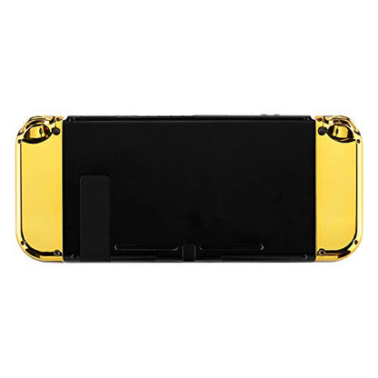 eXtremeRate DIY Replacement Shell Buttons for Nintendo Switch & Switch OLED, Chrome Gold Custom Housing Case with Full Set Button for Joycon Handheld Controller - Console Shell NOT Included - color: Chrome Gold
