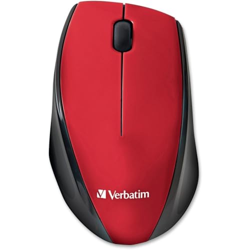 Verbatim 97995 Wireless Multi-Trac Mouse 2.4GHz with Nano Receiver - Ergonomic, Blue LED, Portable Mouse for Mac and Windows - Red - color: Red