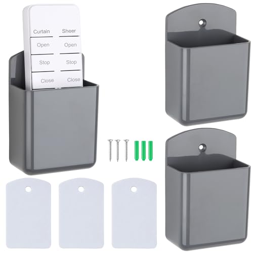3 Pack Remote Control Holder Wall Mount, Adhesive Remote Holder with Screw Installation Storage Organizer for TV/Media/Air Conditioner Remotes For Home Office School Gray - color: Grey