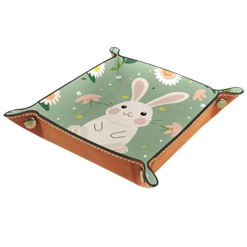 Easter Bunny Dice Tray PU Leather Dice Rolling Tray Folding Dice Holder for Dice Games, Like RPG, DND and Other Table Games - color: Multi 10