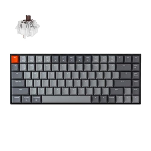 Keychron K2 75% Layout Bluetooth Wireless Mechanical Keyboard Super Switch/White LED Backlit/USB C/Anti Ghosting/N-Key Rollover, 84 Keys Gaming Keyboard for Mac Windows-Version 2 - color: Brown Switch