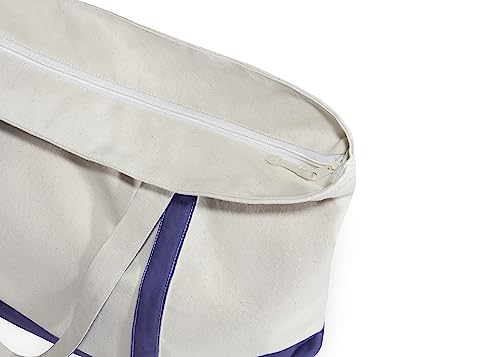 Extra Large Heavy Duty Canvas Tote Bag - 22 Inches Wide, Zipper Top, Sturdy, Double Stitched, 100% Cotton, Reusable, Washable - Perfect for Picnic, Grocery, Beach, and Shopping Bag (Navy Blue) - color: Navy Blue