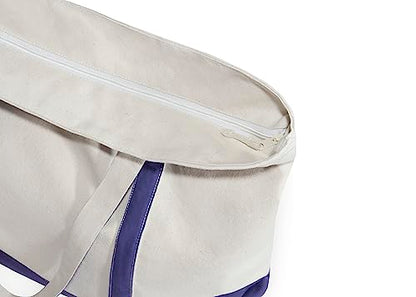 Extra Large Heavy Duty Canvas Tote Bag - 22 Inches Wide, Zipper Top, Sturdy, Double Stitched, 100% Cotton, Reusable, Washable - Perfect for Picnic, Grocery, Beach, and Shopping Bag (Navy Blue) - color: Navy Blue