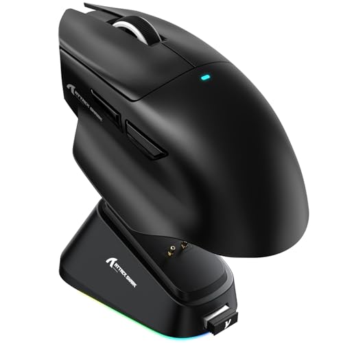 ATTACK SHARK V6 Wireless Gaming Mouse with RGB Charging Dock, 25K DPI PAW3311 Sensor, 1K Polling Tri-Mode PC Mice,500mAh Battery Cloud-Based AI Driver for Win/Mac,Black - color: Black