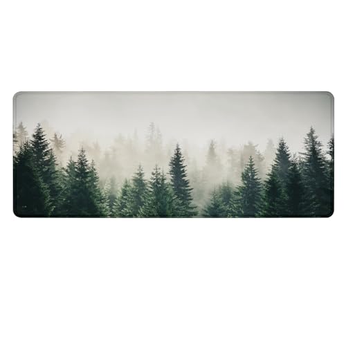 Gaming Mouse Pad with Anti-Slip Rubber Base, Extended Large Computer Mouse Mat with Stitched Edges, Long XL Anime Mousepad for Laptop and Keyboard, 31.5 x 11.8 inch (Forest Tree) - color: Forest Tree