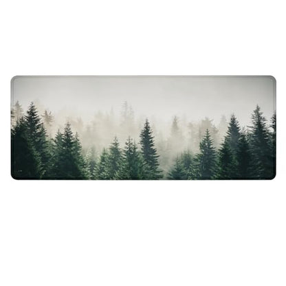 Gaming Mouse Pad with Anti-Slip Rubber Base, Extended Large Computer Mouse Mat with Stitched Edges, Long XL Anime Mousepad for Laptop and Keyboard, 31.5 x 11.8 inch (Forest Tree) - color: Forest Tree