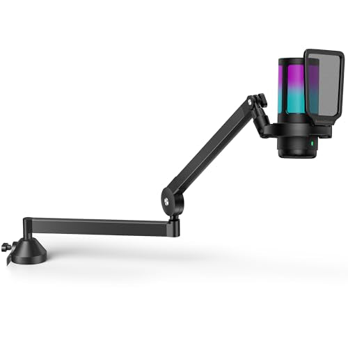 InnoGear USB Gaming Microphone Set, Noise Cancellation Condenser Mic with Boom Arm RGB Mute Headphones Jack for Streaming Podcasting Recording Vocal PC Computer YouTube Discord PS4 PS5, Black - color: Black, style: 2-Axis Arm with Mic