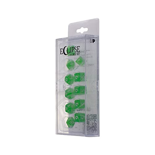 Ultra PRO - Eclipse 11 Dice Set (Lime Green) - Great Dice Set for All Kinds of Card Games and Board Games Such As, DND, MTG, and RPG - UP Your Game with Ultra PRO - color: Lime Green