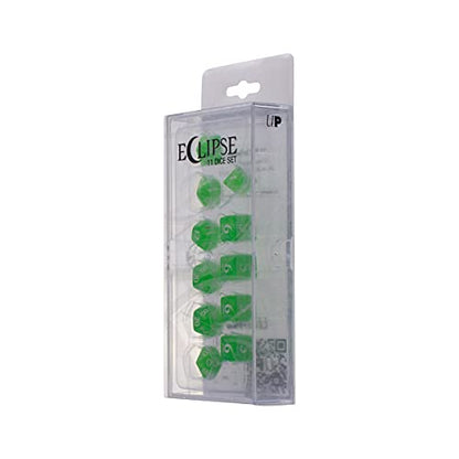 Ultra PRO - Eclipse 11 Dice Set (Lime Green) - Great Dice Set for All Kinds of Card Games and Board Games Such As, DND, MTG, and RPG - UP Your Game with Ultra PRO - color: Lime Green