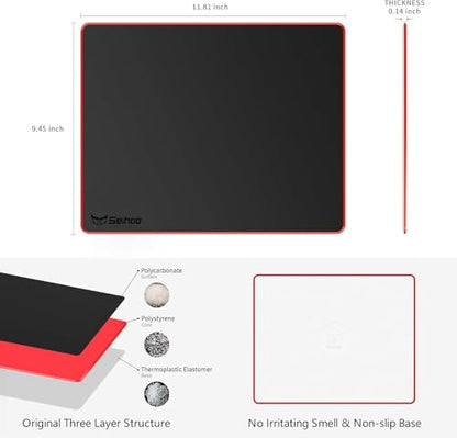 Mouse Pad, Resin Hard Surface Mouse Mat Polymer Silicone Bottom Gaming Mousepad No Smell Waterproof for Games, Office 30 x 24 cm (11.8 x 9.5in) - size: M: 11.8 x 9.5 in