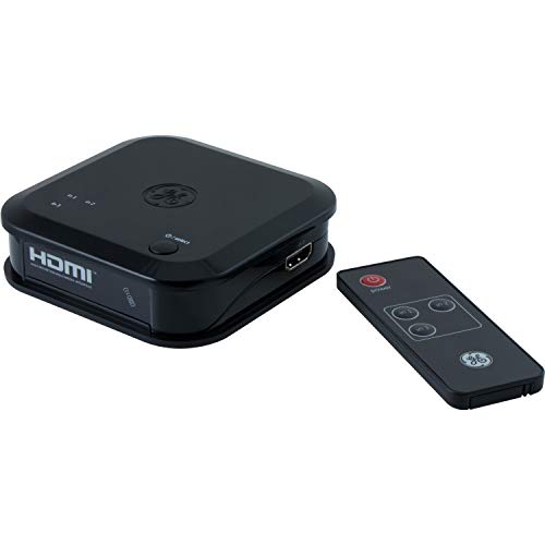 GE 3 Device HDMI Switch, Use with 4K TV Smart TV Roku Xbox PS3 PS4 Fire Stick DVD Blu Ray Fire TV Apple TV HDTV Cable Box PC, Wireless Remote, 4K 1080p 30 FPS, Ultra HD, HDCP 1.4, Black, 31046 - size: 1 Pack