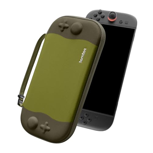 tomtoc Slim Carring Case for Nintendo Switch 2, Military Grade Protection | Odorless Felt Protective Hard Shell with 12 Game Card Slots, Portable Travel Storage Bag with Original Patent, Soft Interior - color: Matcha
