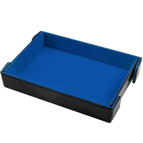 SIQUK Magnetic Folding Dice Tray Rectangle Dice Rolling Tray PU Leather Dice Trays Foldable Dice Holder Dice Rolling Mat Storage Box for D&D RPG Dice Games, Royal Blue - color: Royal Blue