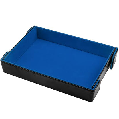 SIQUK Magnetic Folding Dice Tray Rectangle Dice Rolling Tray PU Leather Dice Trays Foldable Dice Holder Dice Rolling Mat Storage Box for D&D RPG Dice Games, Royal Blue - color: Royal Blue