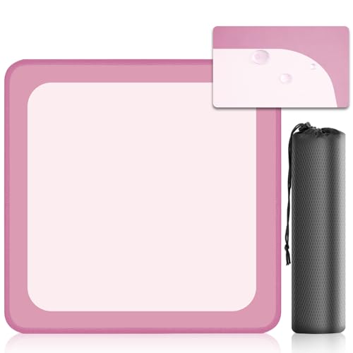 32.5 Inch Mahjong Mat for Table, 3MM Non-Slip & Noise Reduction Gaming Mat with Drawstring Bag, Perfect for Poker, Board Games, Card Games, Tile Games, and Dominoes (Flamingo-Baby Pink) - color: Flamingo-baby Pink
