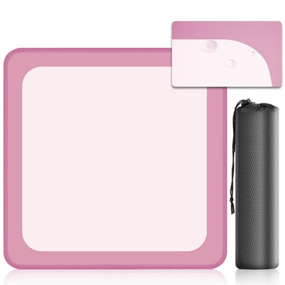 32.5 Inch Mahjong Mat for Table, 3MM Non-Slip & Noise Reduction Gaming Mat with Drawstring Bag, Perfect for Poker, Board Games, Card Games, Tile Games, and Dominoes (Flamingo-Baby Pink) - color: Flamingo-baby Pink