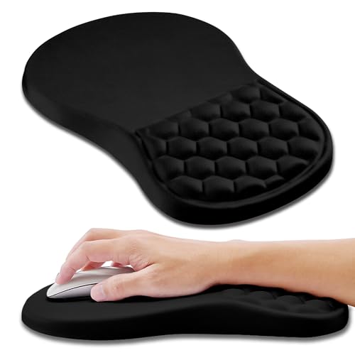 Hokafenle Ergonomic Mouse Pad Wrist Support, Wrist Rest Mousepad for Carpal Tunnel Pain Relief with Integrated Memory Foam Slope Massage Bulge (11.8x7.9 inch,Polar Night - color: KM11-Polar Night