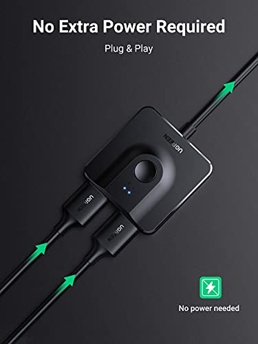 UGREEN HDMI Switch 2 in 1 Out, 4K@60Hz, with HDMI Cable, Bi-Directional | HDR, 3D, HDCP 2.2, Dolby Atmos, Dolby Vision, Compatible with PS5, Xbox, Switch/Switch 2, Roku, TV