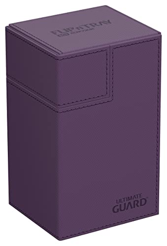 Ultimate Guard Flip'n'Tray 80+, Deck Case for 80 Double-Sleeved TCG Cards + Dice Tray, Purple, Independent Magnetic Closure & Microfiber Inner Lining - color: Purple, size: 80+