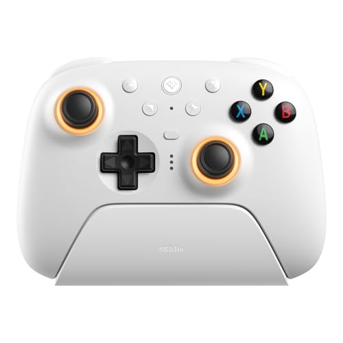 8Bitdo Ultimate 2 Wireless Gaming Controller with Charging Dock - White | TMR Joysticks, Switchable Hall Effect/Tactile Triggers, 8Speed Wireless Tech, RGB Fire Ring, for PC & Android - color: White, size: Ultimate 2 Wireless