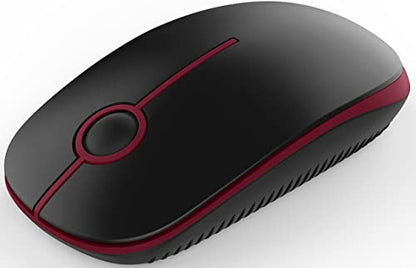 VssoPlor Wireless Mouse, 2.4G Computer Laptop Mouse, Black and Wine Red | Slim Portable Mouse, Plug & Play USB Nano Receiver, Quiet Silent Optical Mice for Notebook, PC, Laptop, Computer - color: Black and Wine Red