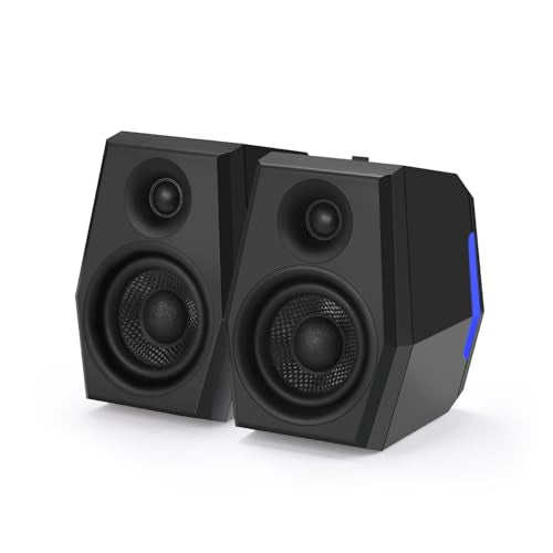 Sanyun SW209 36W 2.0 Gaming Speakers, Tactical Audio Map with 3 DSP Modes | Game/Movie/Music, 24bit DAC, USB-C/Bluetooth 5.2/AUX, 2.75" Glass Fiber Drivers & 18mm Silk Dome, RGB Lighting (Pair, Black) - color: SW209 Black