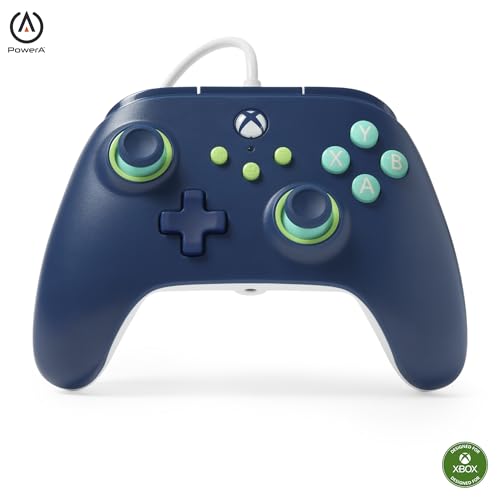 PowerA Wired Controller for Xbox Series X|S - Mariner Blue, gamepad, video game/gaming controller, works with Xbox One, Officially Licensed - style: Marine Blue