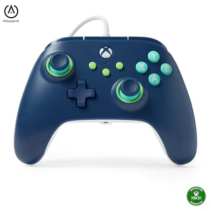PowerA Wired Controller for Xbox Series X|S - Mariner Blue, gamepad, video game/gaming controller, works with Xbox One, Officially Licensed - style: Marine Blue