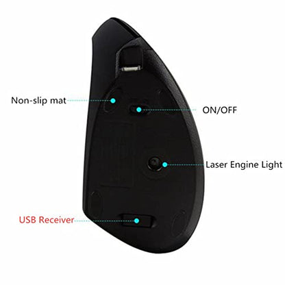 Left-Handed Mouse, Rechargeable 2.4G Wireless Ergonomic Vertical Mice with USB Receiver, 6 Buttons Optical Vertical Cordless Mice for Laptop Computer PC Desktop Computer Notebook,for Lefty Hands