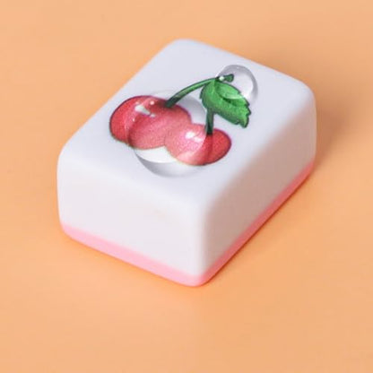 GRACIAS 4 Players Mahjong Block Set, 128 Pink Tiles(1.18”) with Animal and Food Pattern, Portable Mahjong Set with A Carry Bag, Mahjong Tile Game - color: Pink