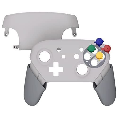eXtremeRate SFC SNES Classic EU Style Faceplate Backplate Handles for Nintendo Switch Pro Controller, Soft Touch Replacement Grip Housing Shell Cover with Colorful ABXY Buttons for Nintendo Switch Pro - color: Classic SFC SNES EU Style
