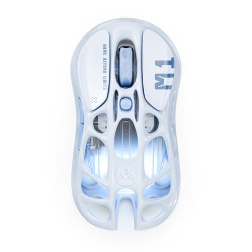 GravaStar Mercury M1 Pro Gaming Mouse, 78g Lightweight Magnesium Alloy, 26,000 DPI, PAW3395DM Sensor, 5 Programmable Buttons, Support Wired/2.4GHz/BT, Up to 200 Hours Battery Life - color: Ice Blue