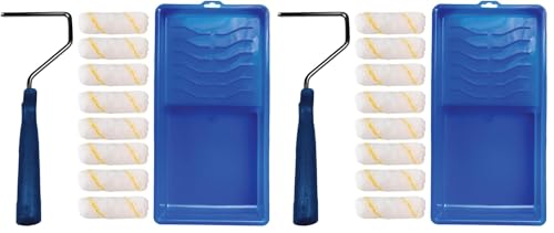 Pro Grade - Paint Roller Tool Kit - 10 Piece Painting Set - Mini Plastic Paint Tray Set, Mini Roller Frame,Microfiber Roller Covers (Pack of 2) - size: Mini Kit (Pack of 2)