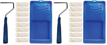 Pro Grade - Paint Roller Tool Kit - 10 Piece Painting Set - Mini Plastic Paint Tray Set, Mini Roller Frame,Microfiber Roller Covers (Pack of 2) - size: Mini Kit (Pack of 2)
