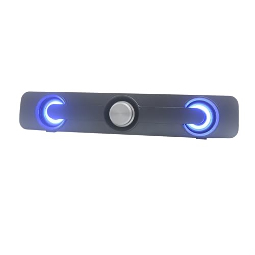 GamesterGear Desktop Compact USB Powered Wired Multimedia Mini Stereo Sound Bar 3.5mm Audio Jack Blue LED 2.5 Watts Speaker - style: SOUNDBAR