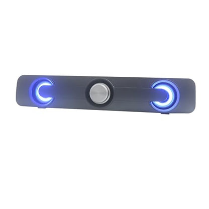GamesterGear Desktop Compact USB Powered Wired Multimedia Mini Stereo Sound Bar 3.5mm Audio Jack Blue LED 2.5 Watts Speaker - style: SOUNDBAR