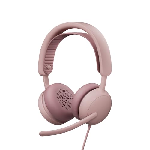 Logitech Zone Wired 2 Noise Canceling Headset with Adaptive Hybrid - Rose | Noise-canceling, USB-C connection, USB-A adapter included - color: Rose, style: Wired