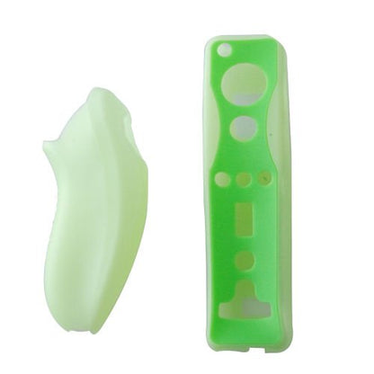Soft Silicone Cover Case Skin Pouch for Wii Remote Nunchuk Controller Left and Right Joystick Silicone Case Soft Skin Cover (Green) - color: Green
