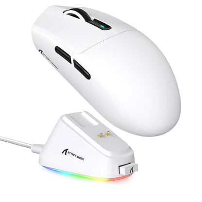 MAMBASNAKE ATTACK SHARK G3PRO Wireless Gaming Mouse, Tri-Mode, Bluetooth/2.4G/USB, 59g Ultra Lightweight,25K DPI,100M Clicks Switches,RGB Magnetic Charging Dock,PAW3311 Sensor,BK52820 Chip-White - color: White