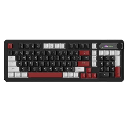 MageGee GK960 Wireless Keyboard, 98 Keys Tri-Mode BT/2.4G/Wired Membrane Gaming Keyboard, RGB Creamy Keyboard with Number Pad, Knob Control, 4000mAh Battery - White & Black - color: White & Black