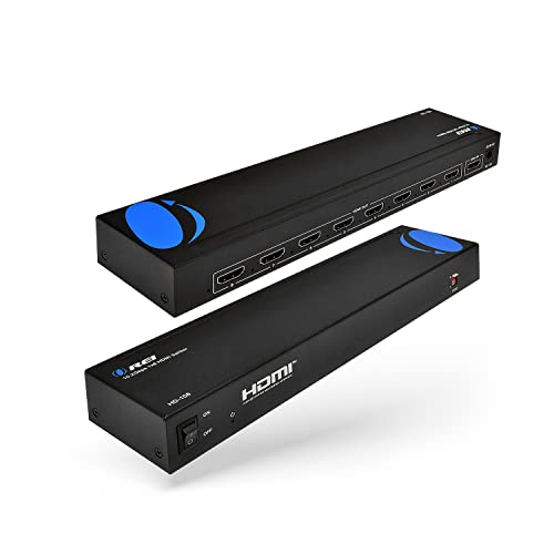 OREI 1080p 1x8 HDMI Splitter, - 1 Port to 8 HDMI Display Duplicate/Mirror - Powered Splitter Ver 1.3 Certified for Full HD 1080P High-Resolution 3D Support (One Input To Eight Outputs) | OREI HDMI Splitter 1 in 8 Out With Video Resolutions up to 4K@30hz,