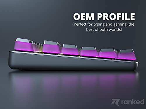 Ranked Pudding v2 PBT Keycaps | 145 Double Shot Translucent ANSI US & ISO Layout | OEM Profile for Full Size, TKL, 75%, 65% and 60% RGB Mechanical Gaming Keyboard (Black) - color: Black