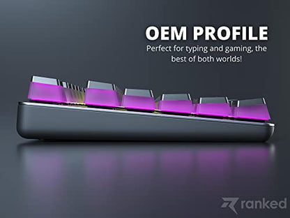 Ranked Pudding v2 PBT Keycaps | 145 Double Shot Translucent ANSI US & ISO Layout | OEM Profile for Full Size, TKL, 75%, 65% and 60% RGB Mechanical Gaming Keyboard (Black) - color: Black